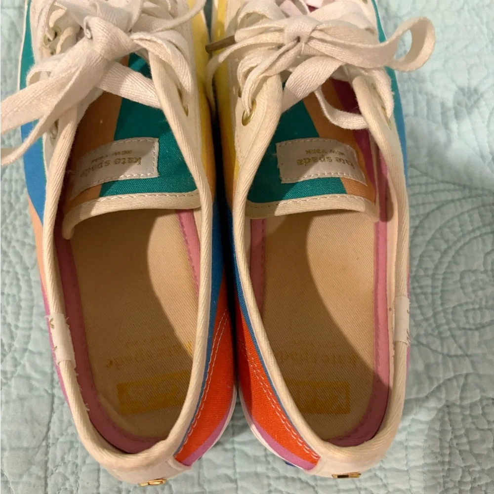 Keds X Kate Spade New York Triple Kick Multi-striped Canvas Sneakers Pre-owned 8